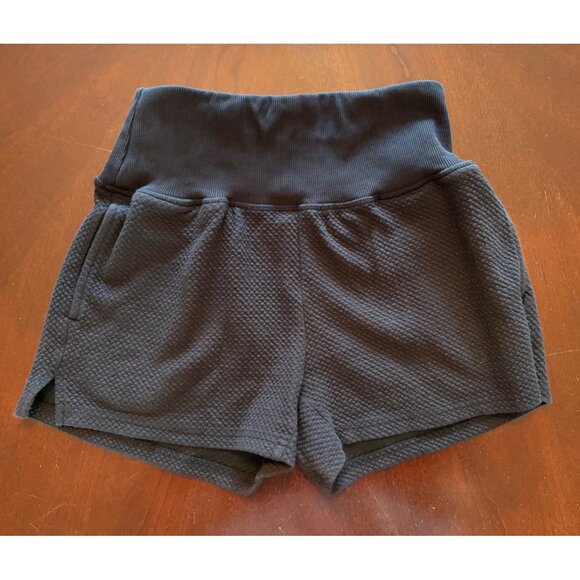 Born Primitive Cloud Shorts Black Waffle Knit High-Rise Athleisure Size Medium - Picture 2 of 8